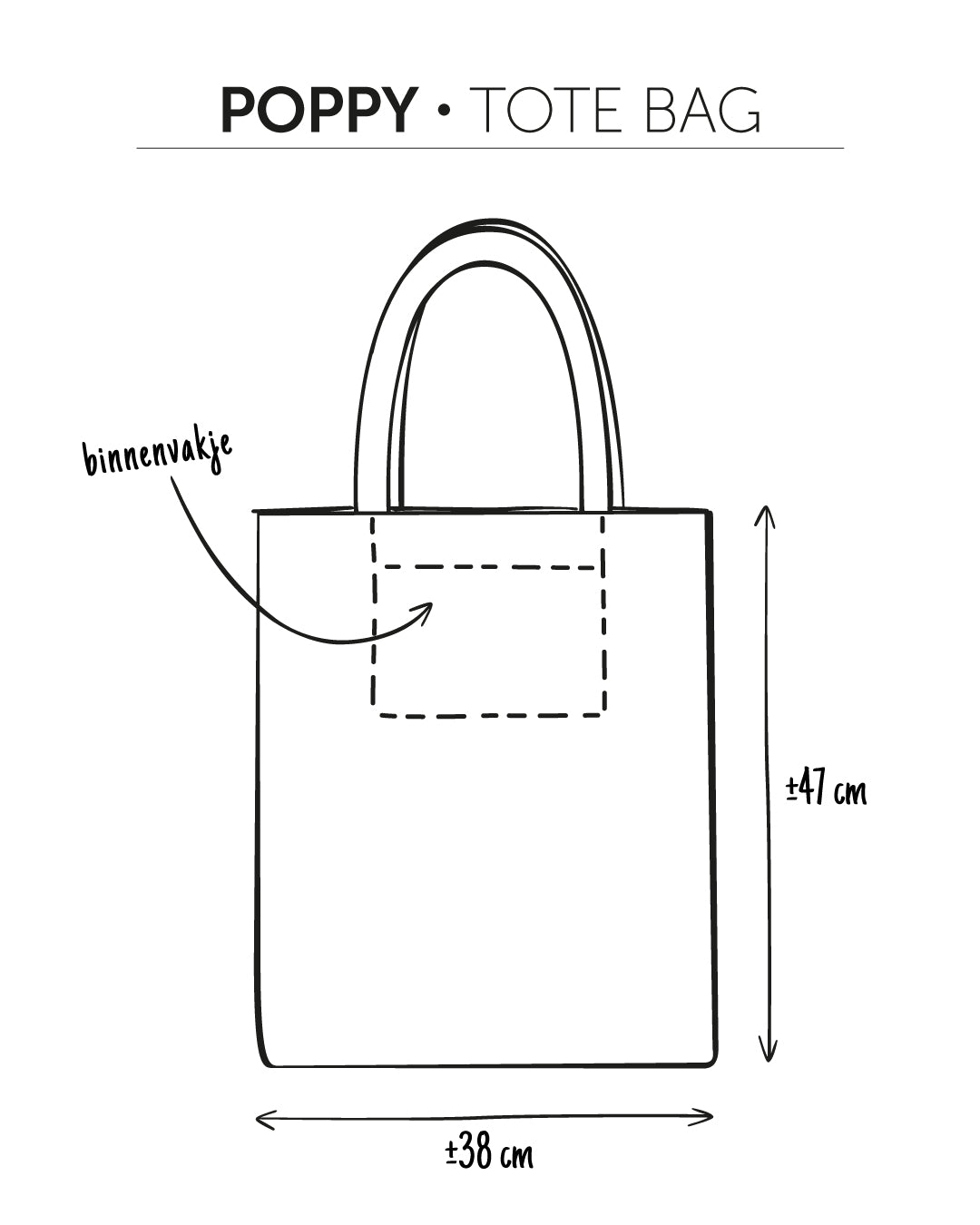 unieke, handgemaakte en kleurrijke totebag van PIEKS creations in klassieke patronen en kleuren - afmetingen en informatie