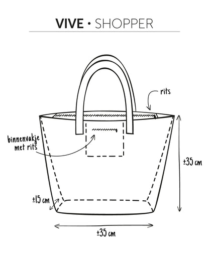 unieke, handgemaakte en kleurrijke shopper van PIEKS creations - afmetingen en informatie